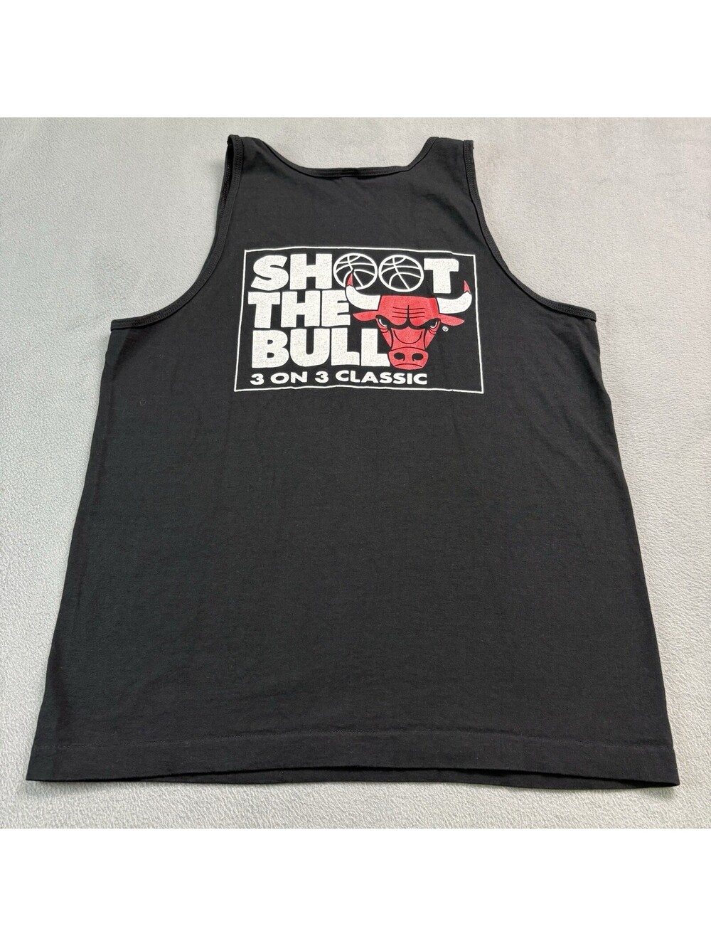 Vintage 90s 1992 Chicago Bulls Shoot The Bull Tank Top Size Large Black NBA